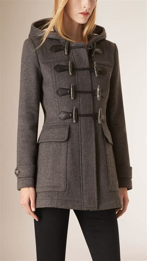 burberry grey duffle coat|Burberry wool cashmere tailored coat.